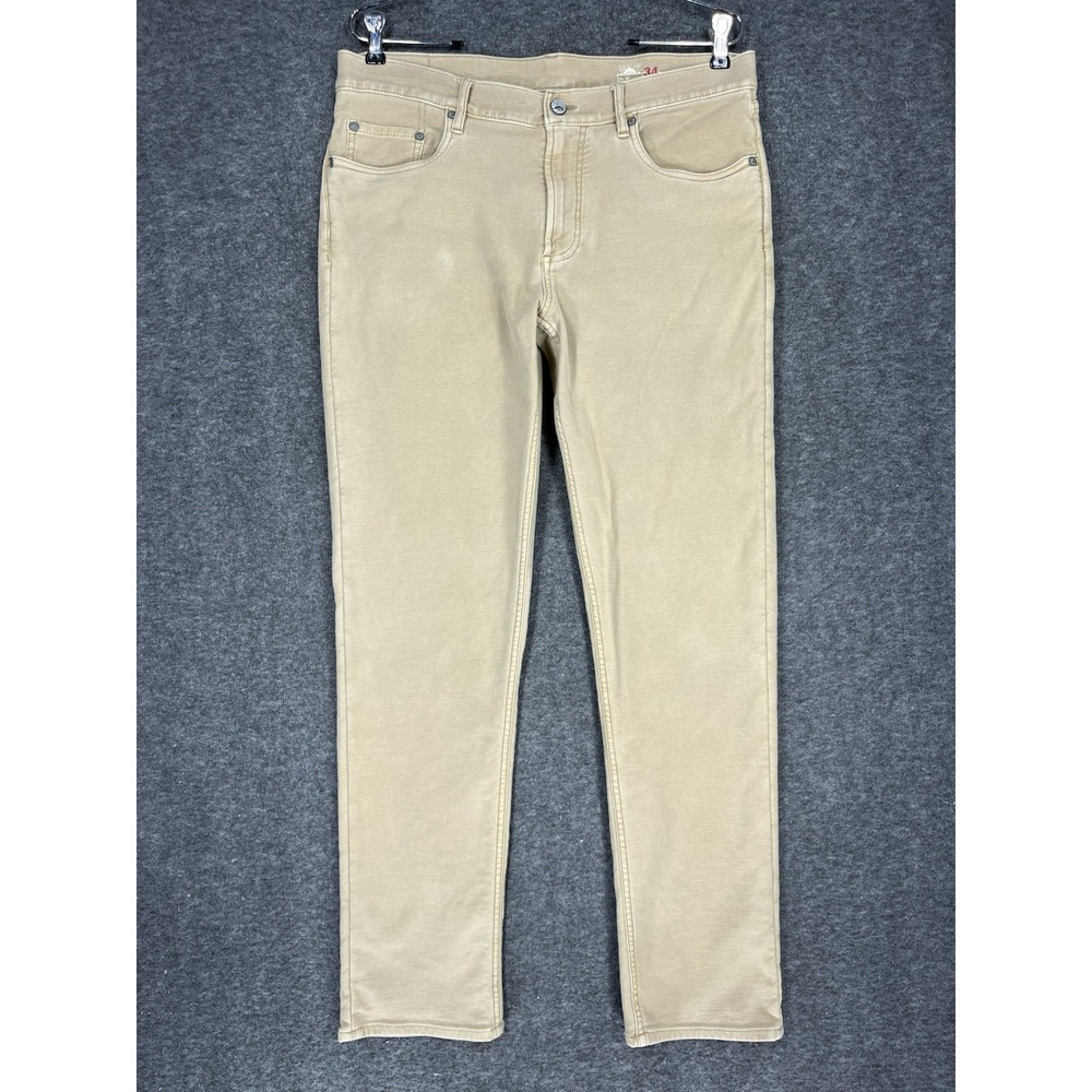 Faherty Pants Mens 34x30 Khaki Stretch Terry 5-Pocket Chino